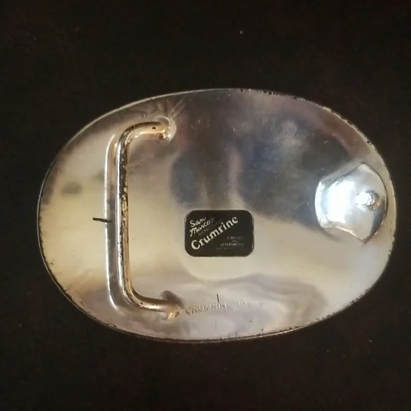 CRUMRINE VINTAGE BELT BUCKLE. San Marco's Nickel Silver. EUC 2.75" x 3.75" - Picture 2 of 5
